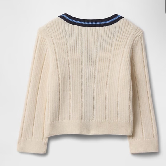 GAP Kids Cream Cardigan with Navy and Blue Accents - Picture 2 of 5
